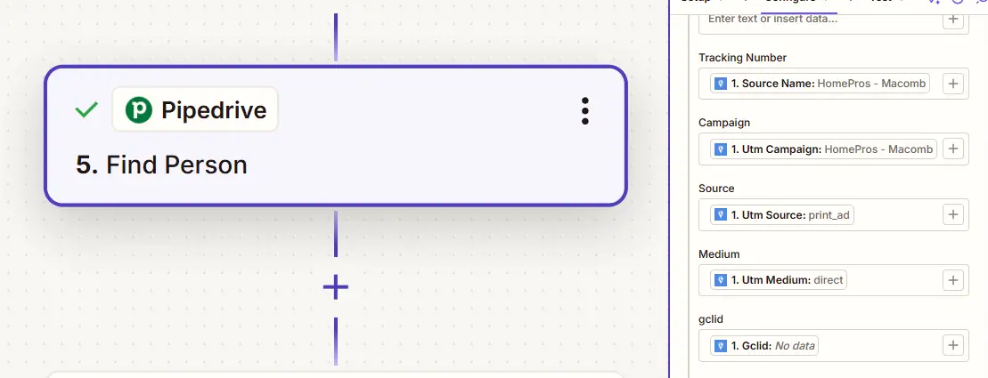 Grabbing marketing parameters like utm_source and utm_medium from CallRail and adding them to records in Pipedrive