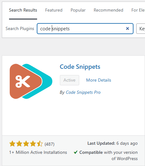 Code Snippets WordPress plugin