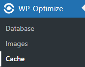 WP Optimize Cache menu option